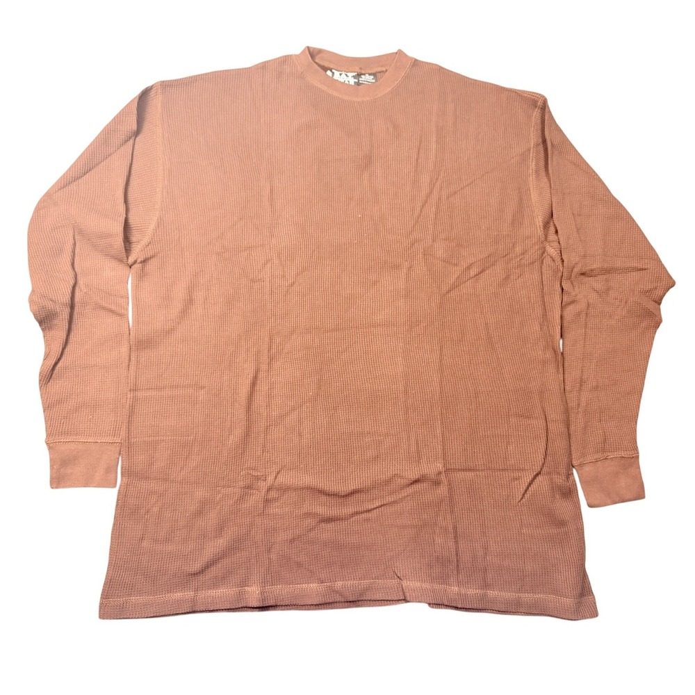 VTG BAT WEAR Mens 4X Long Sleeve Thermal Waffle Knit Cotton Shirt Brown Big Tall